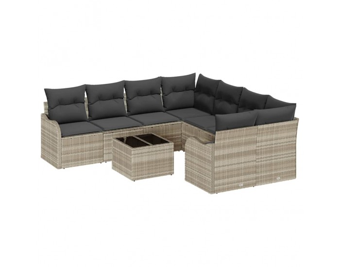 Sonata H Градински Софа Комплект 9 pcs Светлосиво 55 x 55 x 37 см