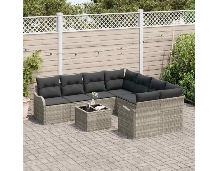 Sonata H Градински Софа Комплект 9 pcs Светлосиво 55 x 55 x 37 см