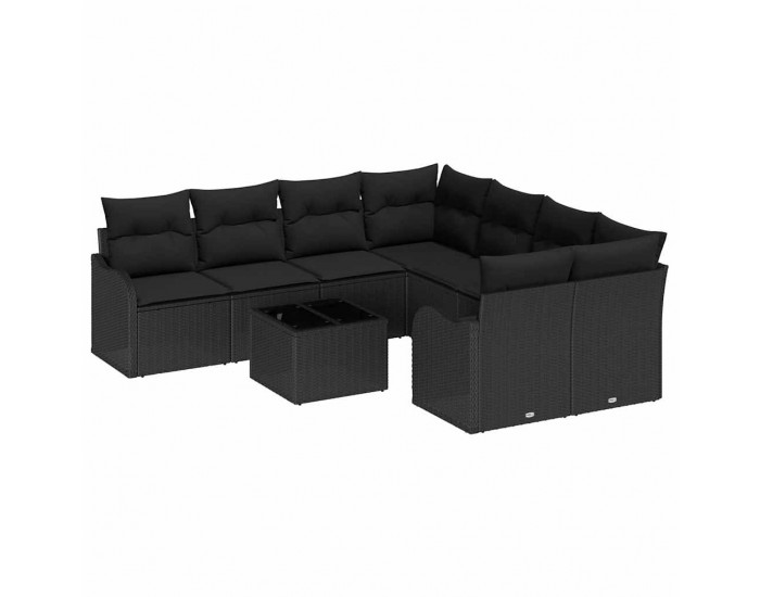 Sonata H Градински Софа Комплект 9 pcs Черно 55 x 55 x 37 см Полиратан