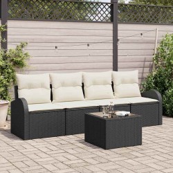 Sonata H Градински Софа Комплект 5 pcs Черно 55 x 55 x 37 см Полиратан - Canapele și bănci de grădină