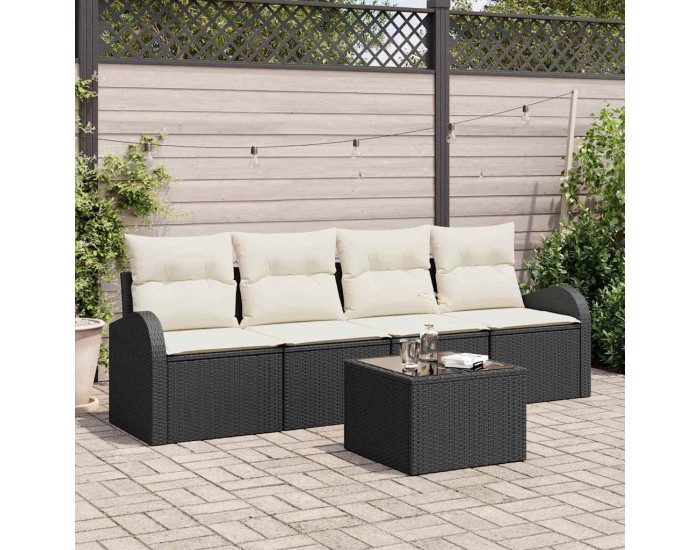 Sonata H Градински Софа Комплект 5 pcs Черно 55 x 55 x 37 см Полиратан