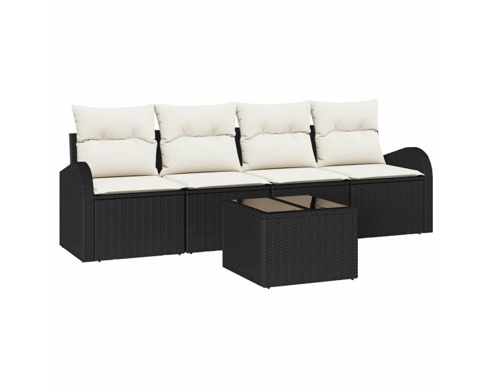 Sonata H Градински Софа Комплект 5 pcs Черно 55 x 55 x 37 см Полиратан