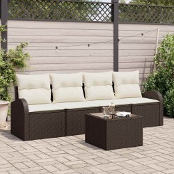 Sonata H Градински Софа Комплект 5 pcs Кафяво 55 x 55 x 37 см Полиратан - Canapele și bănci de grădină