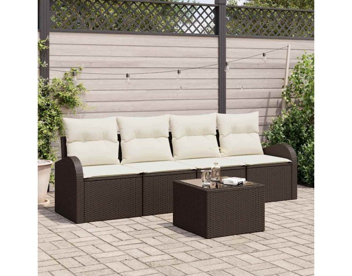 Sonata H Градински Софа Комплект 5 pcs Кафяво 55 x 55 x 37 см Полиратан