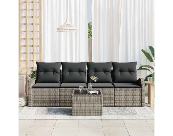 Sonata H Градински Софа Комплект 5 pcs Сив 55 x 55 x 37 см Полиратан