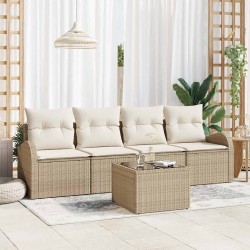 Sonata H Градински Софа Комплект 5 pcs Бежово 55 x 55 x 37 см Полиратан - Canapele și bănci de grădină