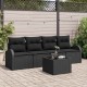 Sonata H Градински Софа Комплект 5 pcs Черно 55 x 55 x 37 см Полиратан