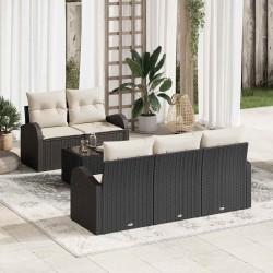 Sonata H Градински Софа Комплект 6 pcs Черно 55 x 55 x 37 см Полиратан - Canapele și bănci de grădină