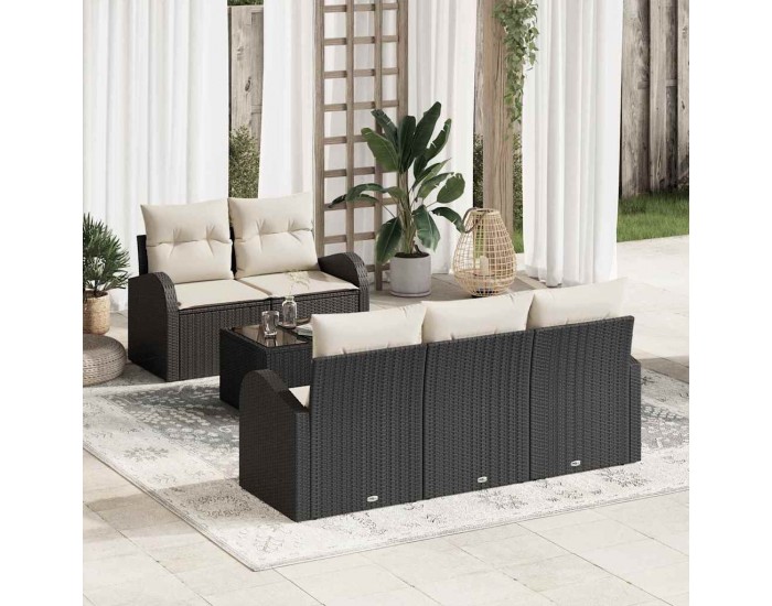 Sonata H Градински Софа Комплект 6 pcs Черно 55 x 55 x 37 см Полиратан