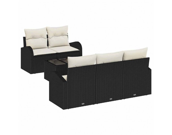 Sonata H Градински Софа Комплект 6 pcs Черно 55 x 55 x 37 см Полиратан