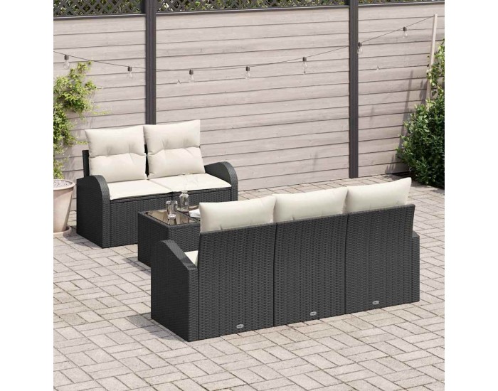 Sonata H Градински Софа Комплект 6 pcs Черно 55 x 55 x 37 см Полиратан