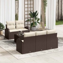 Sonata H Градински Софа Комплект 6 pcs Кафяво 55 x 55 x 37 см Полиратан - Canapele și bănci de grădină