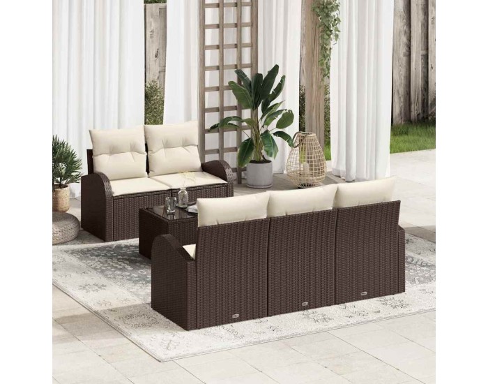 Sonata H Градински Софа Комплект 6 pcs Кафяво 55 x 55 x 37 см Полиратан