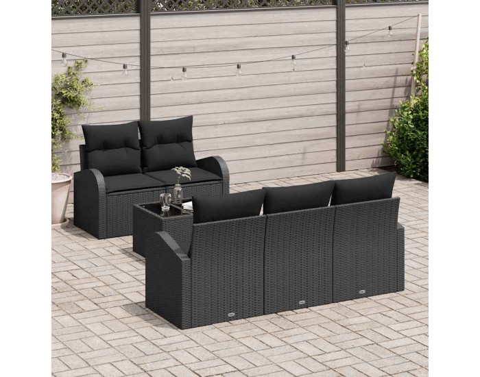 Sonata H Градински Софа Комплект 6 pcs Черно 55 x 55 x 37 см Полиратан