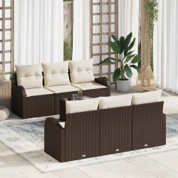 Sonata H Градински Софа Комплект 7 pcs Кафяво 55 x 55 x 37 см Полиратан - Canapele și bănci de grădină