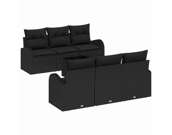 Sonata Set de canapele pentru grădină 7 buc. Negru poliratan