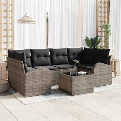 Sonata H Градински Софа Комплект 7 pcs Сив 55 x 55 x 37 см Полиратан - Canapele și bănci de grădină