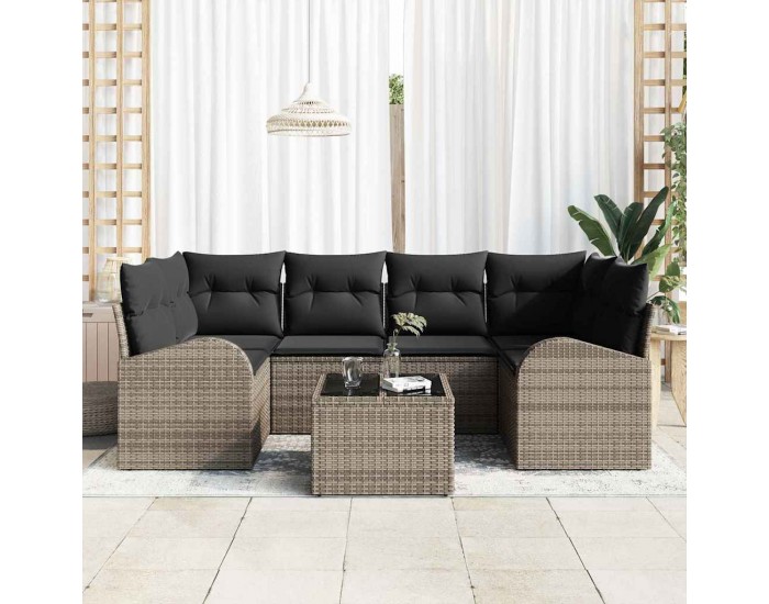 Sonata H Градински Софа Комплект 7 pcs Сив 55 x 55 x 37 см Полиратан