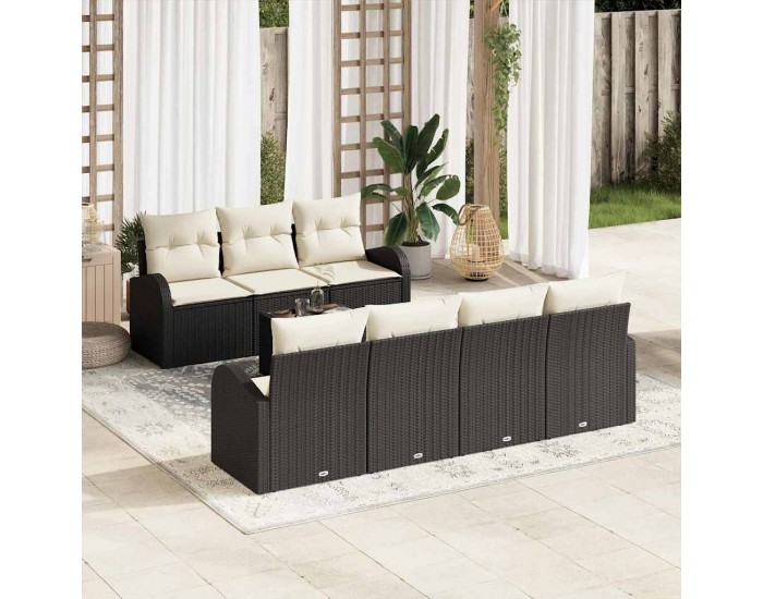 Sonata H Градински Софа Комплект 8 pcs Черно 55 x 55 x 37 см полиратан
