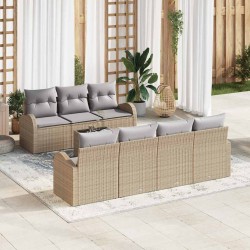 Sonata H Градински Софа Комплект 8 pcs Бежово 55 x 55 x 37 см полиратан - Canapele și bănci de grădină