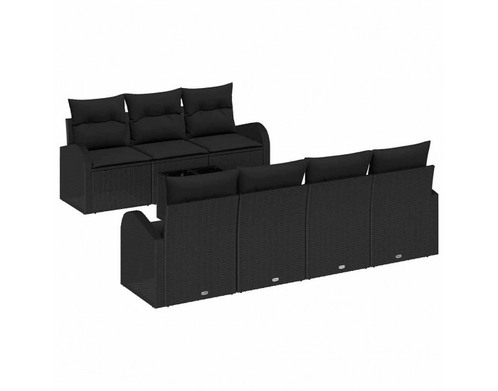 Sonata H Градински Софа Комплект 8 pcs Черно 55 x 55 x 37 см полиратан
