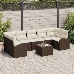 Sonata H Градински Софа Комплект 8 pcs Кафяво 55 x 55 x 37 см полиратан - Canapele și bănci de grădină