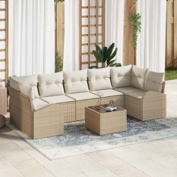 Sonata H Градински Софа Комплект 8 pcs Бежово 55 x 55 x 37 см полиратан - Canapele și bănci de grădină