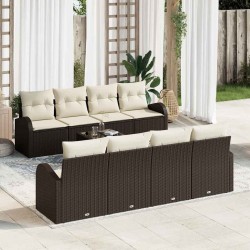 Sonata H Градински Софа Комплект 7 pcs Кафяв & & Бежов 55 x 55 x 37 см - Canapele și bănci de grădină