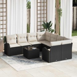 Sonata H Градински Софа Комплект 9 pcs Черно 55 x 55 x 37 см полиратан - Canapele și bănci de grădină