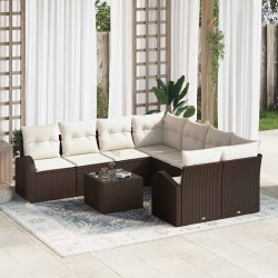 Sonata H Градински Софа Комплект 9 pcs Кафяво 55 x 55 x 37 см полиратан - Canapele și bănci de grădină