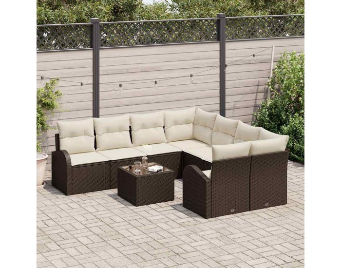 Sonata H Градински Софа Комплект 9 pcs Кафяво 55 x 55 x 37 см полиратан