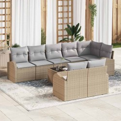 Sonata H Градински Софа Комплект 9 pcs Бежово 55 x 55 x 37 см Полиратан - Canapele și bănci de grădină