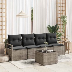 Sonata H Градински Софа Комплект 5 pcs Сив 55 x 55 x 37 см полиратан - Canapele și bănci de grădină