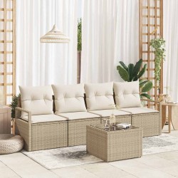 Sonata H Градински Софа Комплект 5 pcs Бежов и кремав 55 x 55 x 37 см - Canapele și bănci de grădină