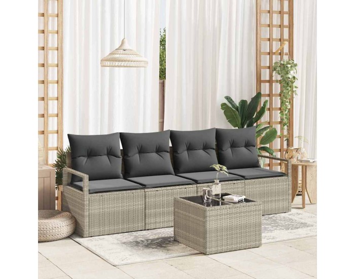 Sonata H Градински Софа Комплект 5 pcs Светлосив и тъмен сив