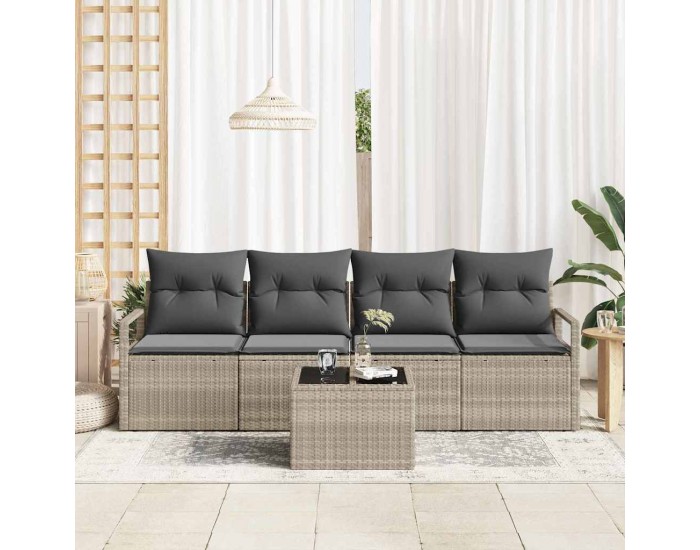 Sonata H Градински Софа Комплект 5 pcs Светлосив и тъмен сив