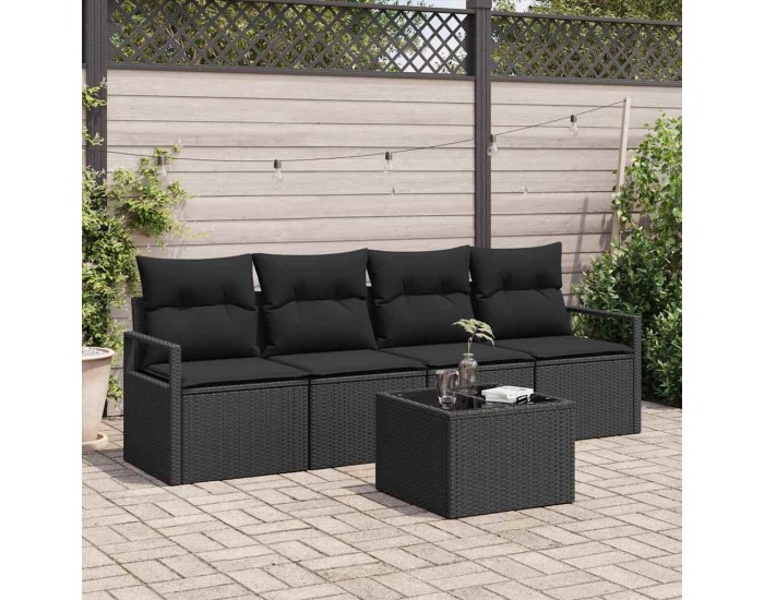 Sonata H Градински Софа Комплект 5 pcs Черно 55 x 55 x 37 см полиратан