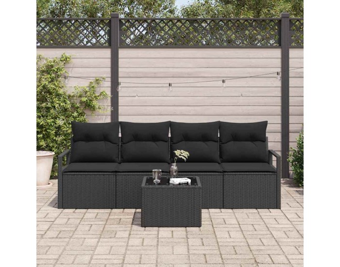 Sonata H Градински Софа Комплект 5 pcs Черно 55 x 55 x 37 см полиратан