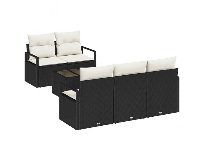 Sonata H Градински Софа Комплект 6 pcs Черен и кремав 55 x 55 x 37 см