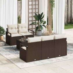 Sonata H Градински Софа Комплект 6 pcs Кафяв и Кремав 55 x 55 x 37 см - Canapele și bănci de grădină