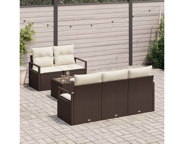 Sonata H Градински Софа Комплект 6 pcs Кафяв и Кремав 55 x 55 x 37 см