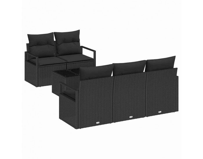 Sonata H Градински Софа Комплект 6 pcs Черно 55 x 55 x 37 см полиратан