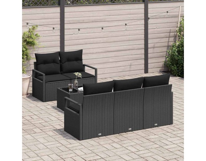 Sonata H Градински Софа Комплект 6 pcs Черно 55 x 55 x 37 см полиратан