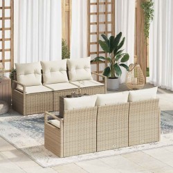 Sonata H Градински Софа Комплект 7 pcs Бежов и кремав 55 x 55 x 37 см - Canapele și bănci de grădină