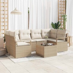 Sonata H Градински Софа Комплект 7 pcs Бежов и кремав 55 x 55 x 37 см - Canapele și bănci de grădină