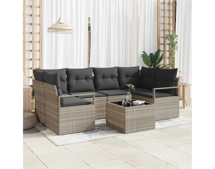 Sonata H Градински Софа Комплект 7 pcs Светлосив и тъмен сив