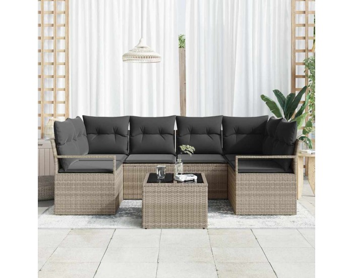 Sonata H Градински Софа Комплект 7 pcs Светлосив и тъмен сив