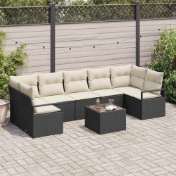 Sonata H Градински Софа Комплект 8 pcs Черен и кремав 55 x 55 x 37 см - Canapele și bănci de grădină