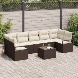 Sonata H Градински Софа Комплект 8 pcs Кафяв и Кремав 55 x 55 x 37 см - Canapele și bănci de grădină