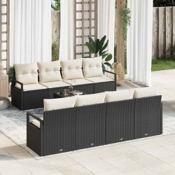Sonata H Градински Софа Комплект 7 pcs Черен и кремав 55 x 55 x 37 см - Canapele și bănci de grădină